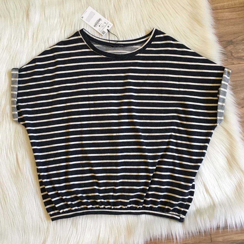Zara B&W Collection Striped Cap Sleeve Top